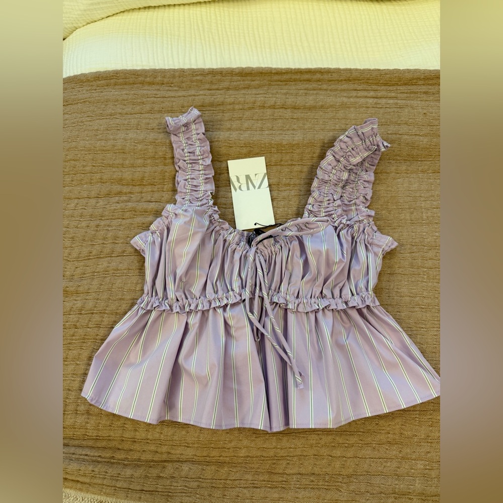 NWT! Zara - Purple Pinstripe Blouse - XS
